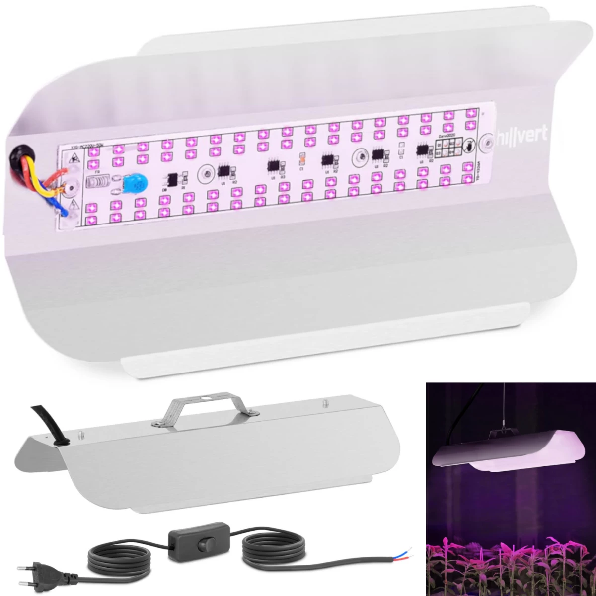 Viso Spektro Augalų Augimo Lempa 25 X 12 Cm 68 Led 50 W Sidabrinė
