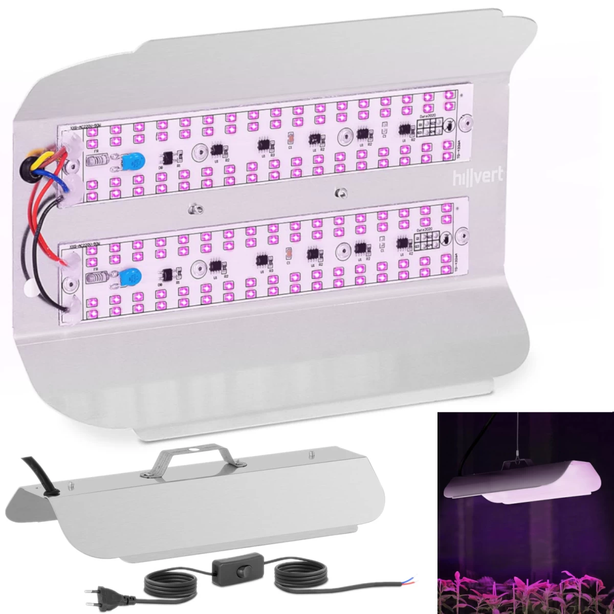 Viso Spektro Augalų Augimo Lempa 25 X 17 Cm 136 Led 100 W Sidabrinė