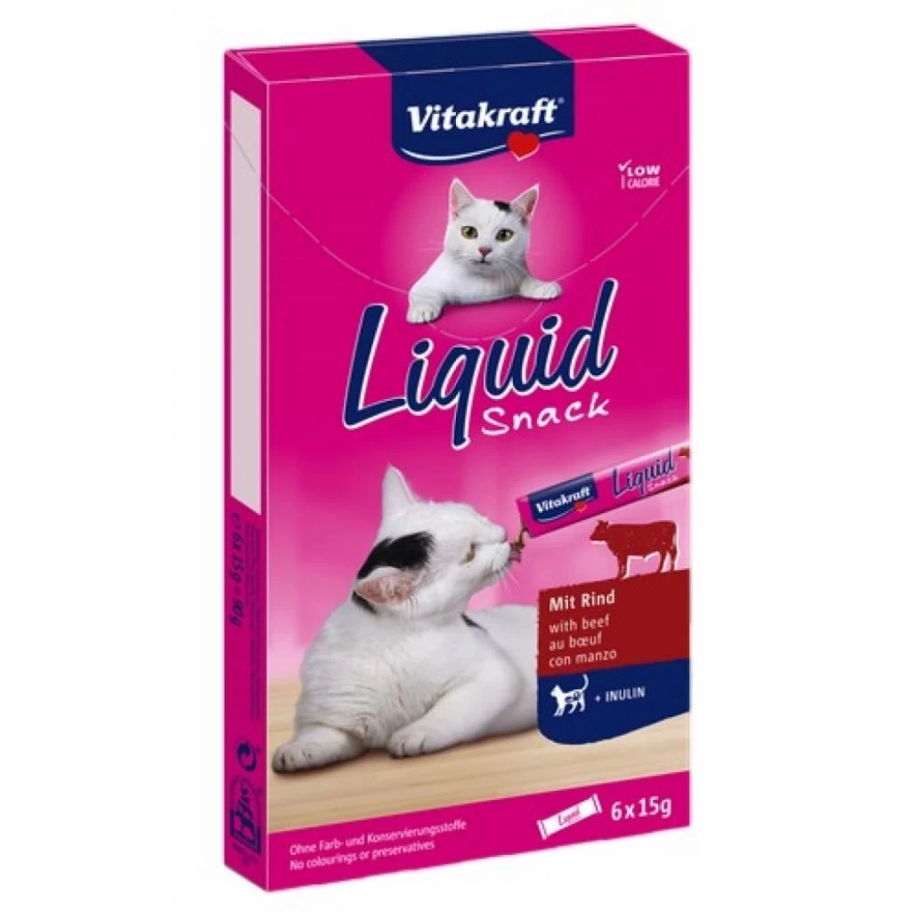 Vitakraft Liquid-Snack su jautiena, skanėstas katėms, 6 x 15 g