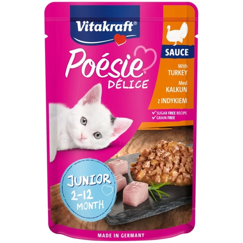 VITAKRAFT POESIE DELICE JUNIOR šlapias kačių maistas, kalakutiena, 85 g