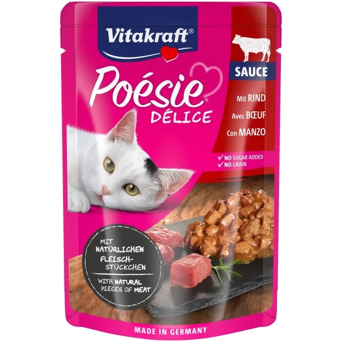 Vitakraft Poésie Délice šlapias kačių maistas su jautiena, 85 g