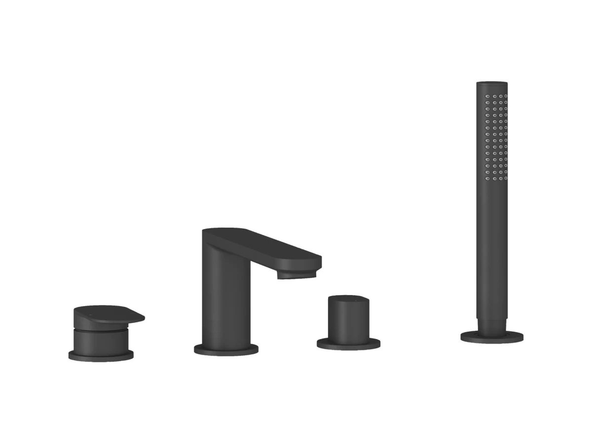 Vonios krašto maišytuvas su dušu, 4 dalių, Ravak CR II 026.20BL, juodas, X070593