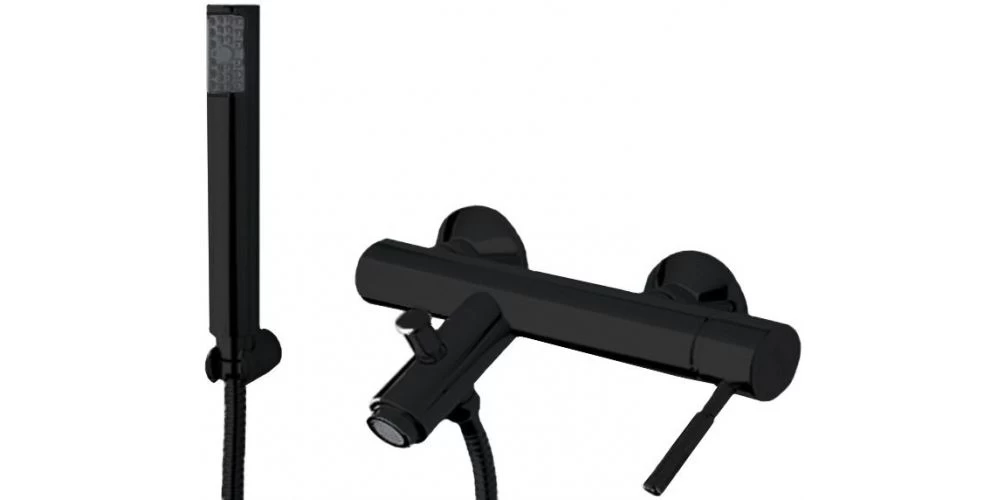 Vonios maišytuvas su dušo komplektu Fiore Xenon, juoda matinė