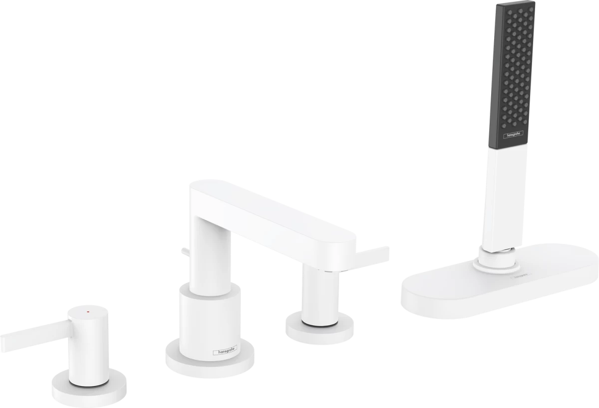 Vonios maišytuvas su rankiniu dušu Hansgrohe Finoris su sBox, balta matinė, 76444700 Vonios maišytuvas su rankiniu dušu Hansgrohe Finoris su sBox, balta matinė, 76444700