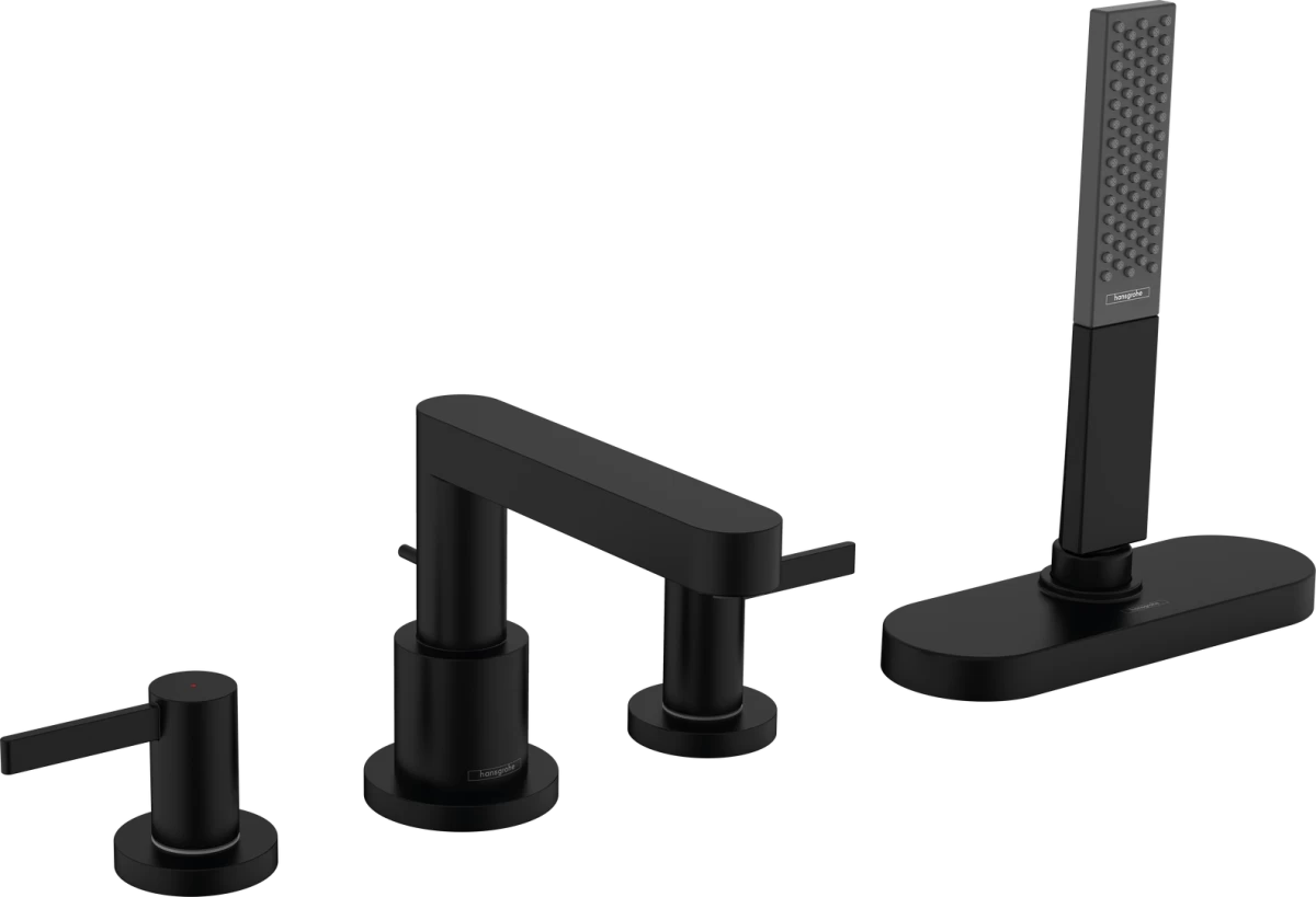 Vonios maišytuvas su rankiniu dušu Hansgrohe Finoris su sBox, juoda matinė, 76444670 Vonios maišytuvas su rankiniu dušu Hansgrohe Finoris su sBox, juoda matinė, 76444670