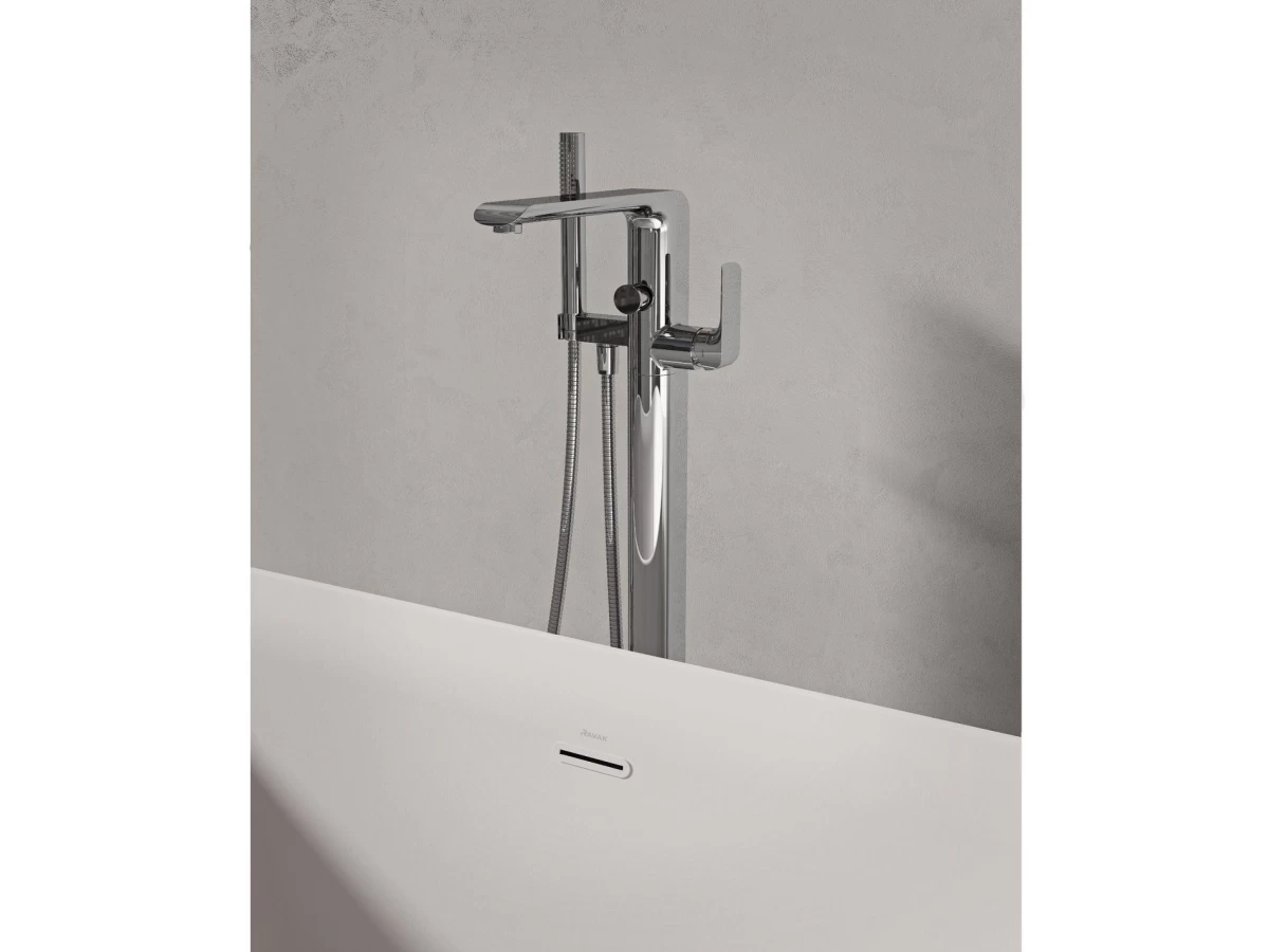 Vonios maišytyvas iš grindų su rankiniu dušeliu komplekte FL08000CRRB07A , chromas X070440