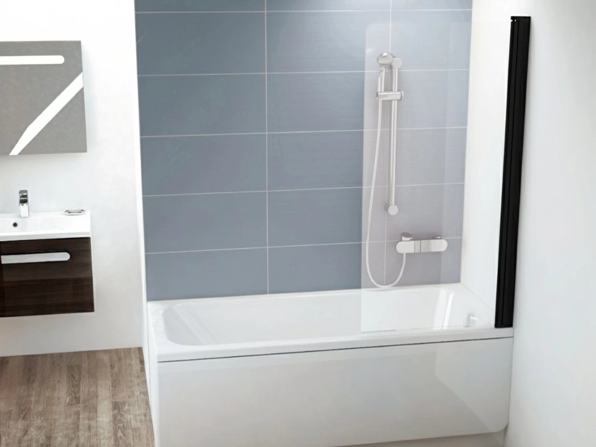 Vonios sienelė Ravak CVS1 80 D, juoda+stiklas Transparent, 7QR40300Z1