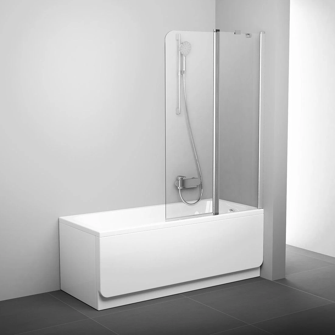 Vonios sienelė Ravak CVS2-100 R satinas+ stiklas Transparent, 7QRA0U00Z1