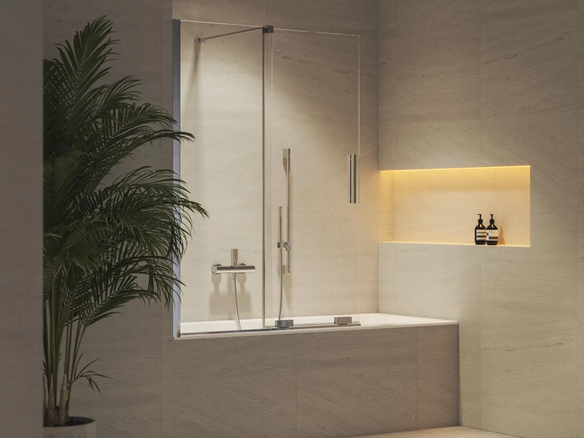 Vonios sienelė Ravak ROVS2 100, blizgi+stiklas Transparent, X786A0C00Z1