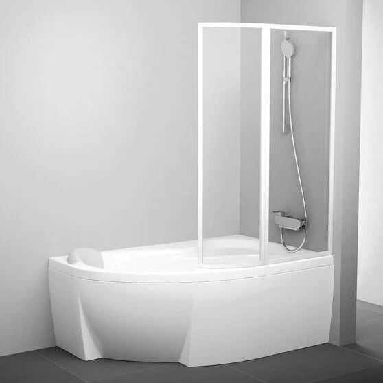 Vonios sienelė Ravak VSK2 ROSA 160 R baltas+stiklas, 76P90100Z1