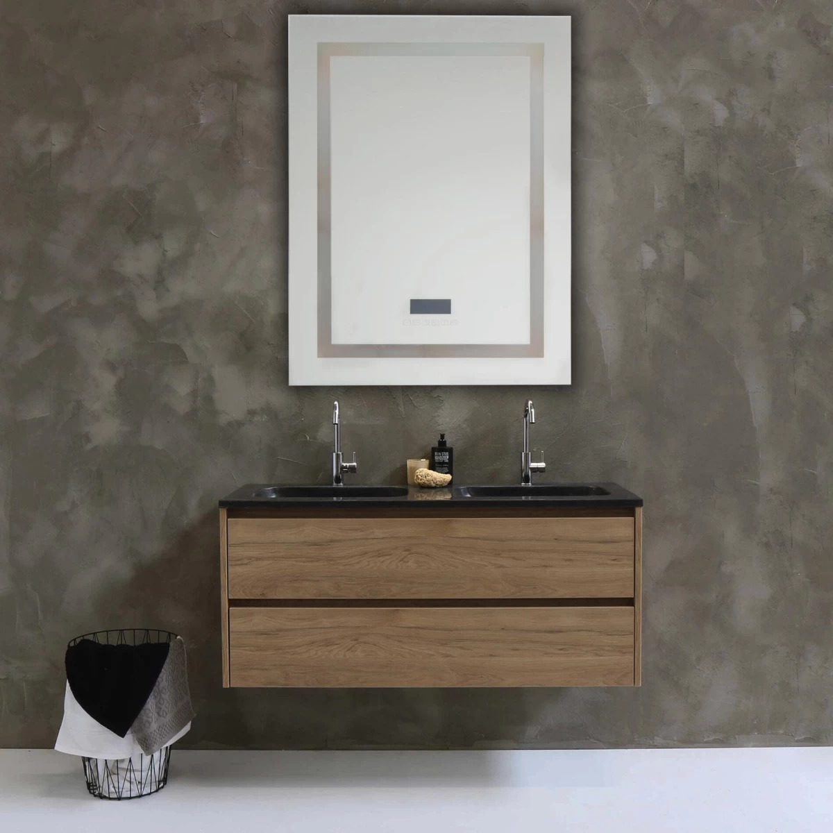 Vonios veidrodis Sissi XL, 80 x 60 x 5,6 cm, LED apšvietimas, Bluetooth, matinis chromas