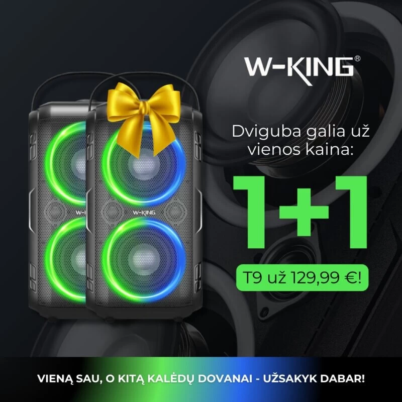 W-King T9 nešiojama Bluetooth kolonėlė viena perkant antra dovanu