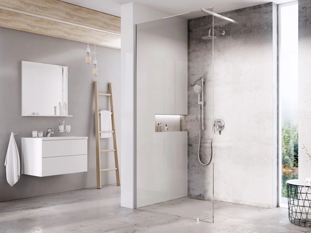 Walk-In Wall Set 130, chromas+stiklas Transparent Walk-In Wall Set 130, chromas+stiklas Transparent