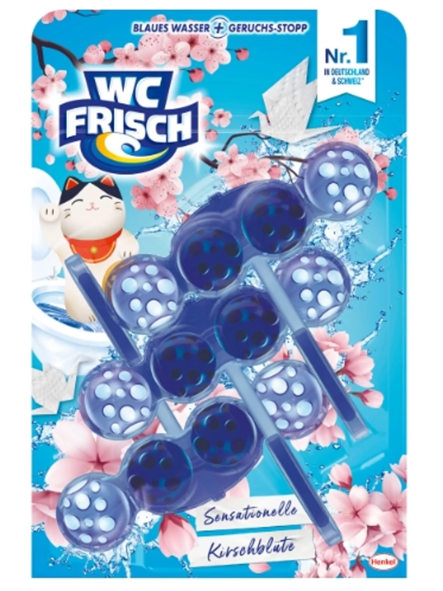 Wc Frisch Klozetų Valiklis, Vyšnių žiedų Kvapo, 3 X 50 G (vokietijos Produktas)