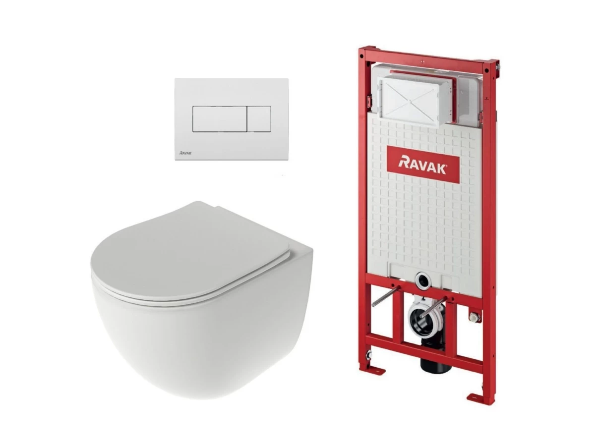 WC komplektas Ravak SETWC1 - WC Chrome AquaSpin, pakabinamas, baltas