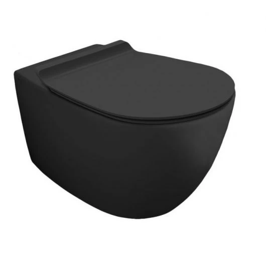WC pakabinamas Vignoni 48X37 cm su rimless nuplovimo funkcija, juodas matinis, VI28/F85 Nero Matt