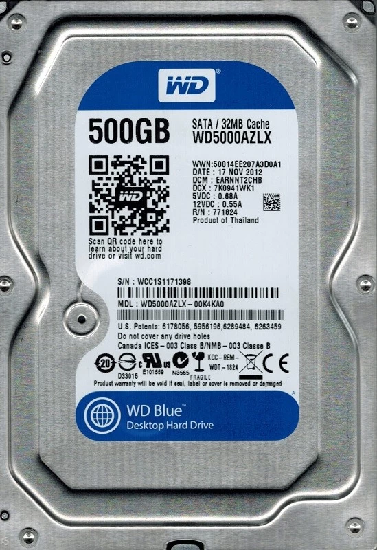 Wd Blue 3.5 500 Gb Wd5000azlx (500 Gb /3.5&amp;quot; /7200rpm )
