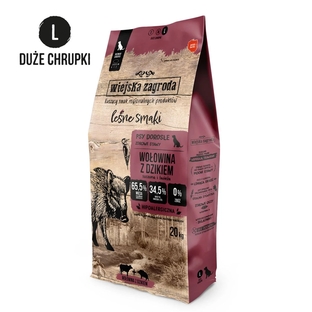 WIEJSKA ZAGRODA Beef with Wild Boar L dry dog food 20kg