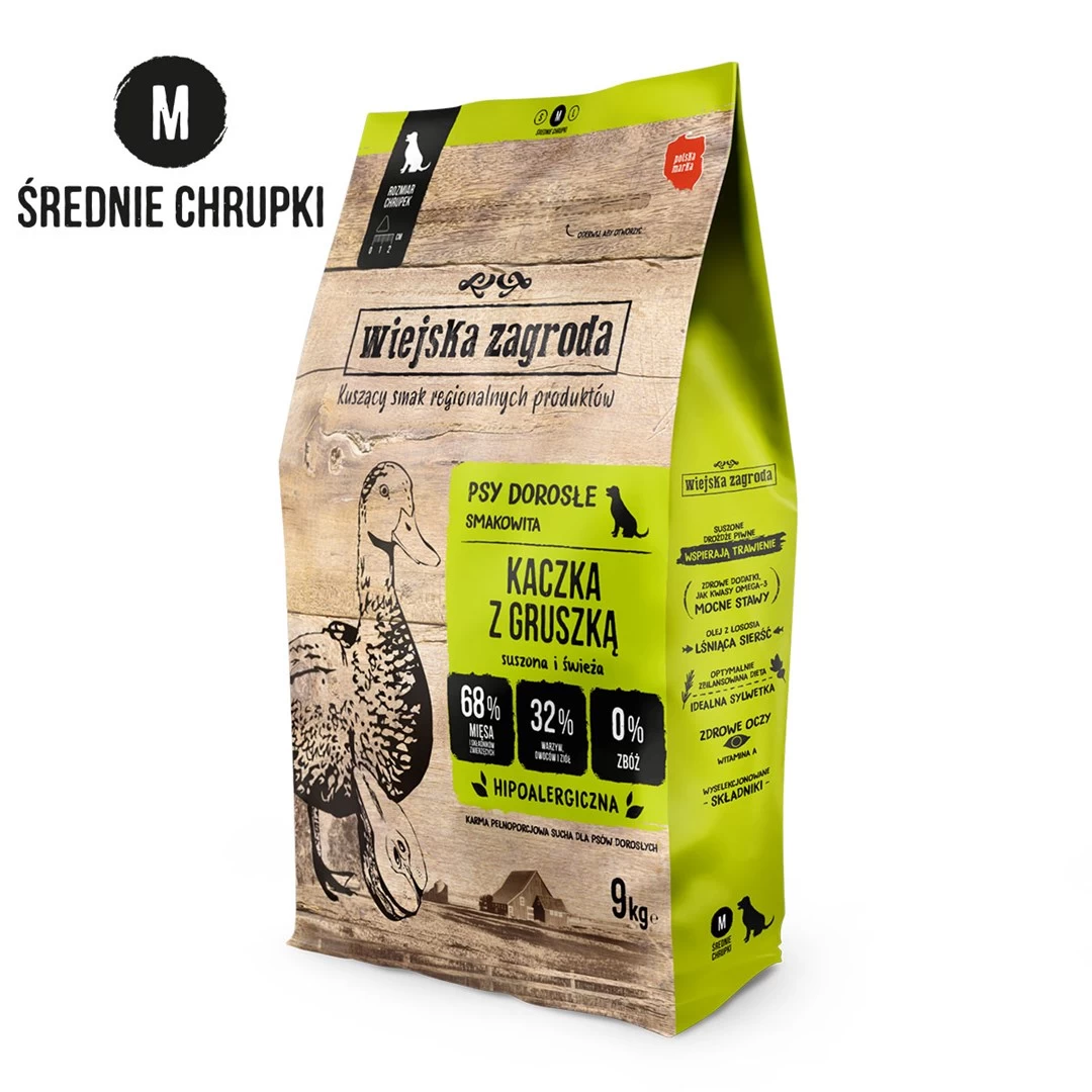 WIEJSKA ZAGRODA Duck with Pear M dry dog food 9kg