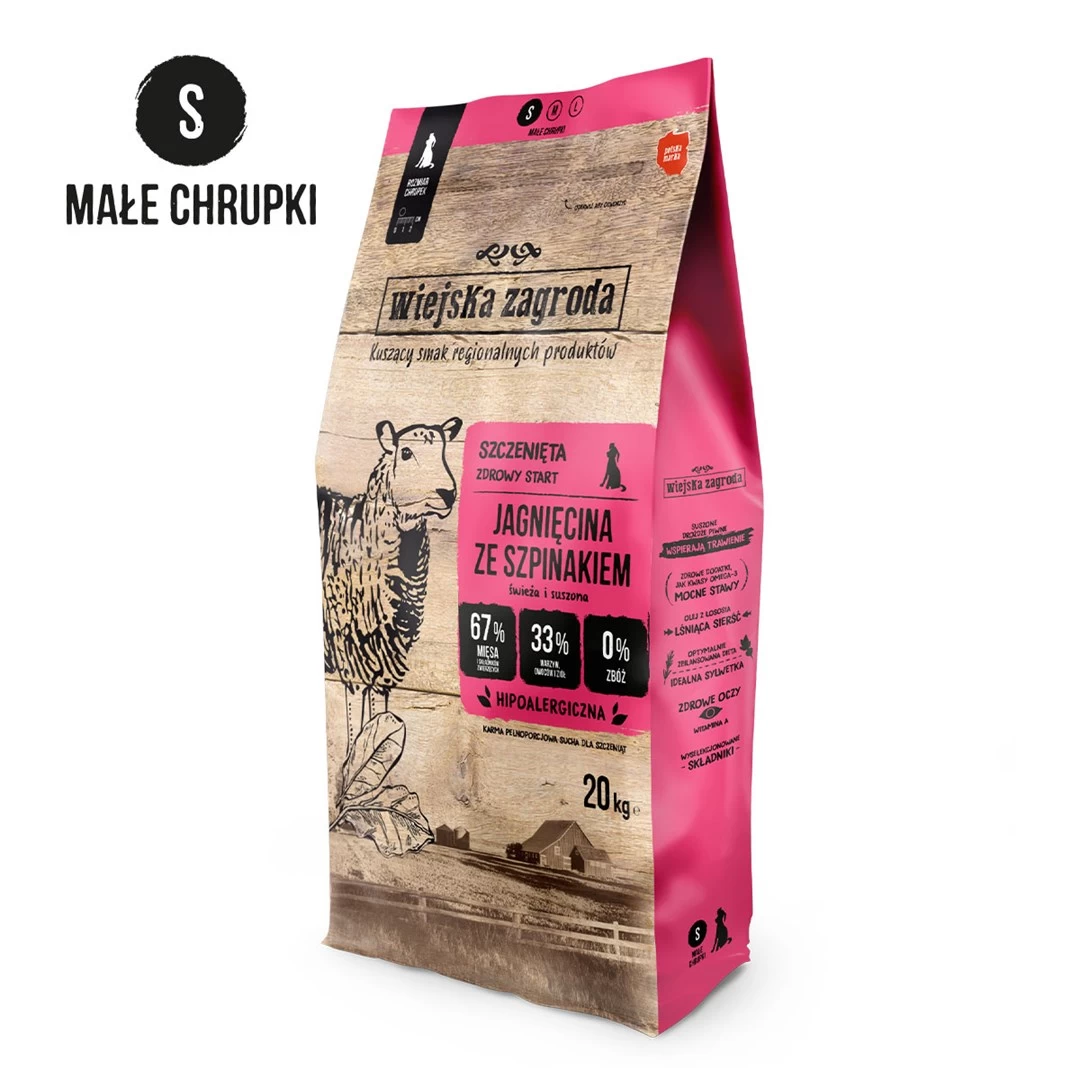WIEJSKA ZAGRODA Lamb with Spinach dry puppy food 20kg