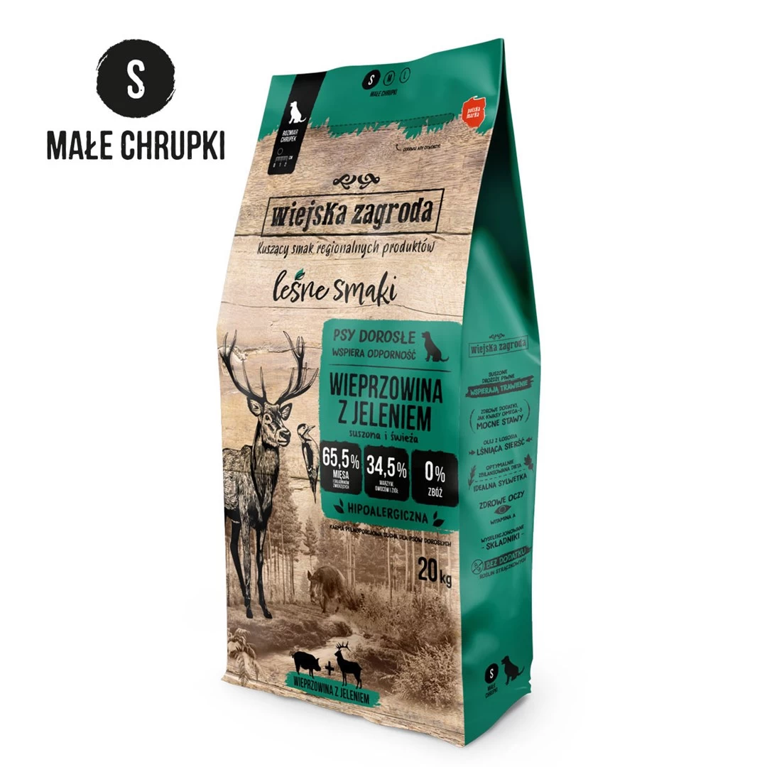 WIEJSKA ZAGRODA Pork with Venison S dry dog food 20kg