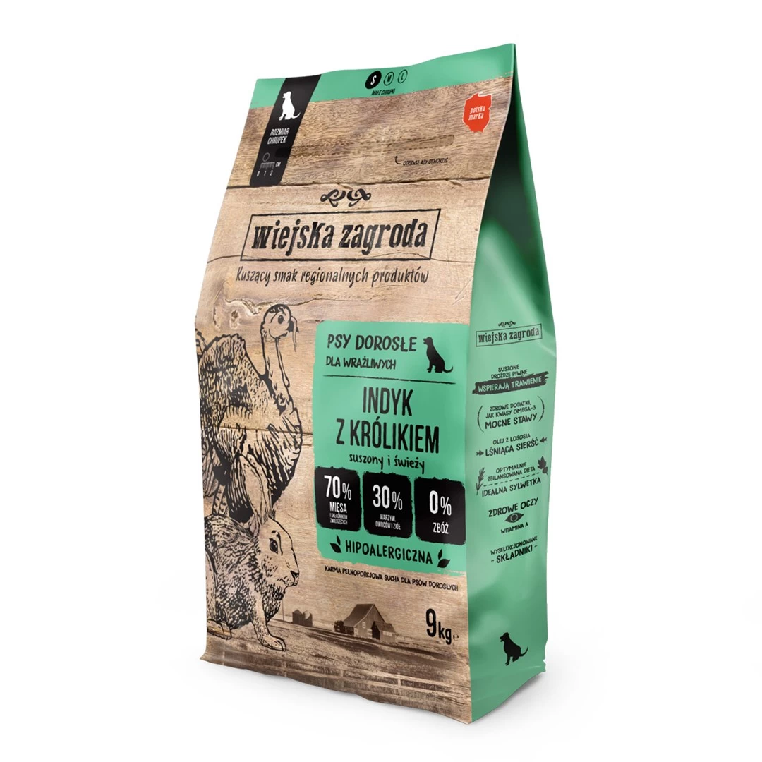 WIEJSKA ZAGRODA Turkey with Rabbit S dry dog food 9kg