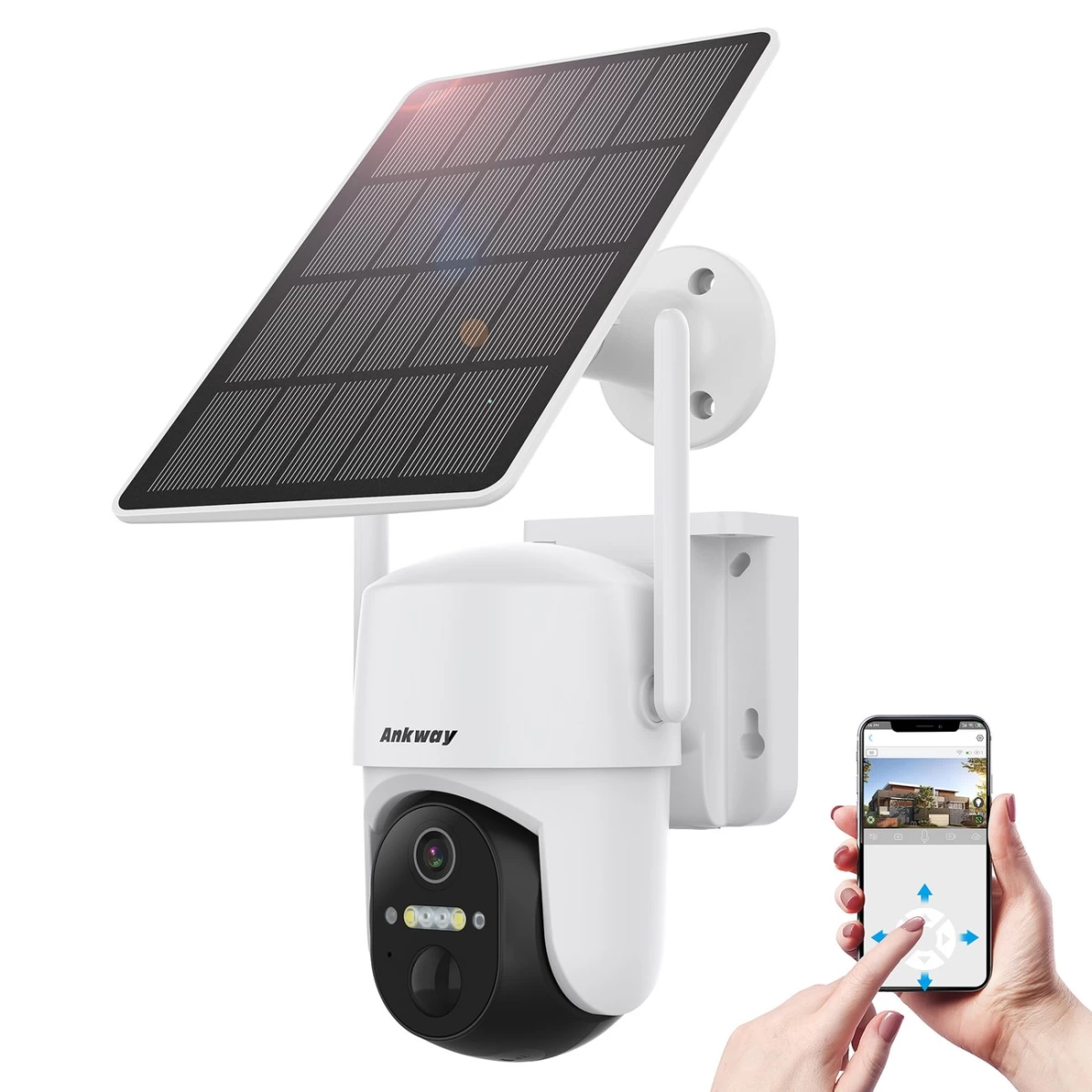 Wifi Kamera Su Valdymo Programa Android Ios Ir Led + Saulės Baterija 5w