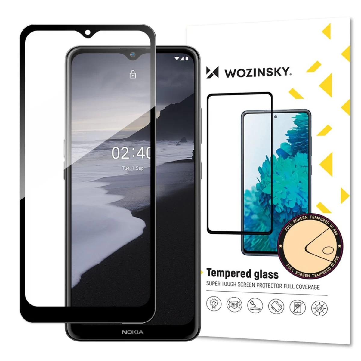 Wozinsky Itin Patvarus Grūdintas Stiklas, Skirtas Visam Ekranui Su Rėmeliu nokia 2.4, Juodas