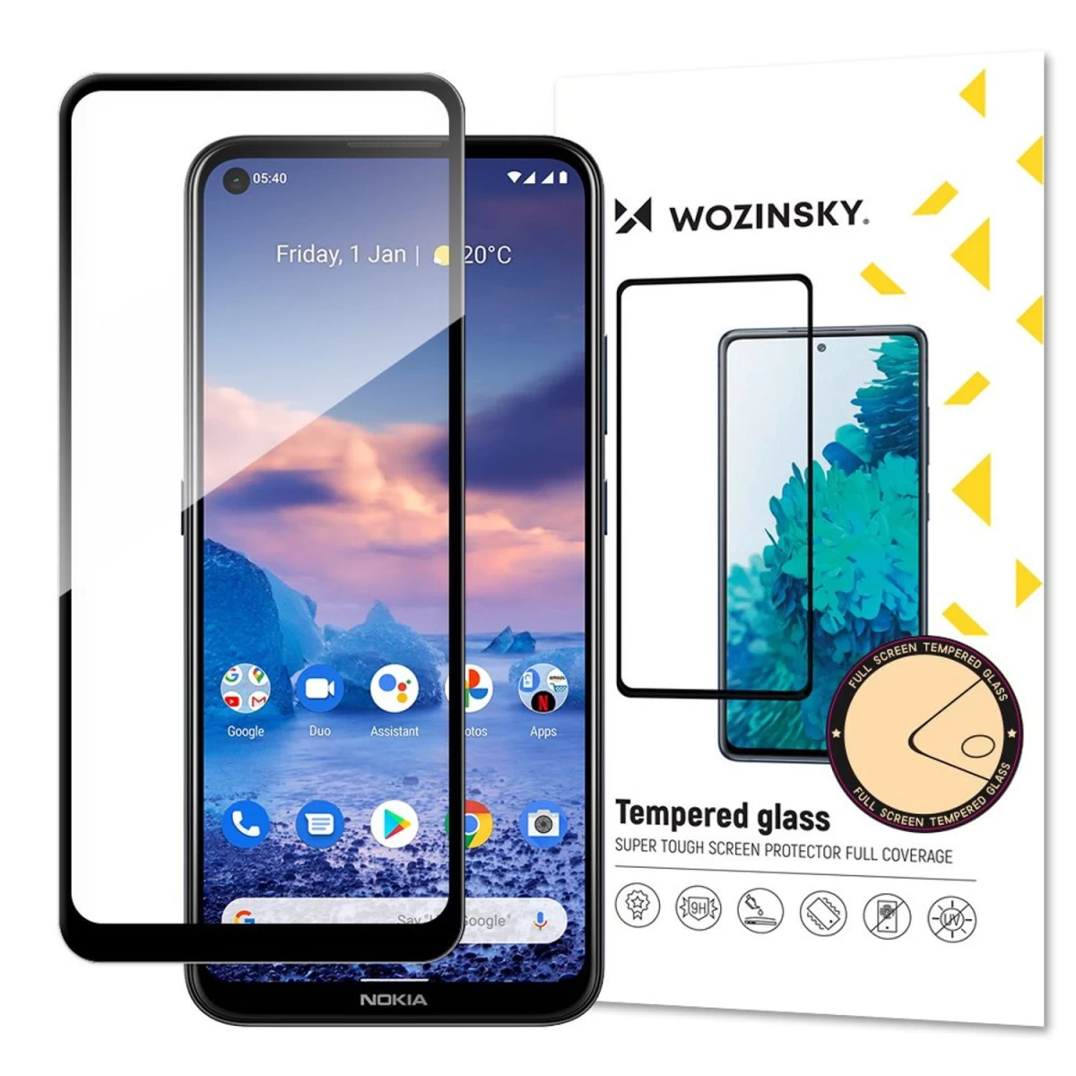 Wozinsky Itin Tvirtas full Glue Viso Ekrano Grūdintas Stiklas Su case Friendly Nokia 5.4 Rėmeliu, Juodas Wozinsky Itin Tvirtas full Glue Viso Ekrano Grūdintas Stiklas Su case Friendly Nokia 5.4 Rėmeliu, Juodas