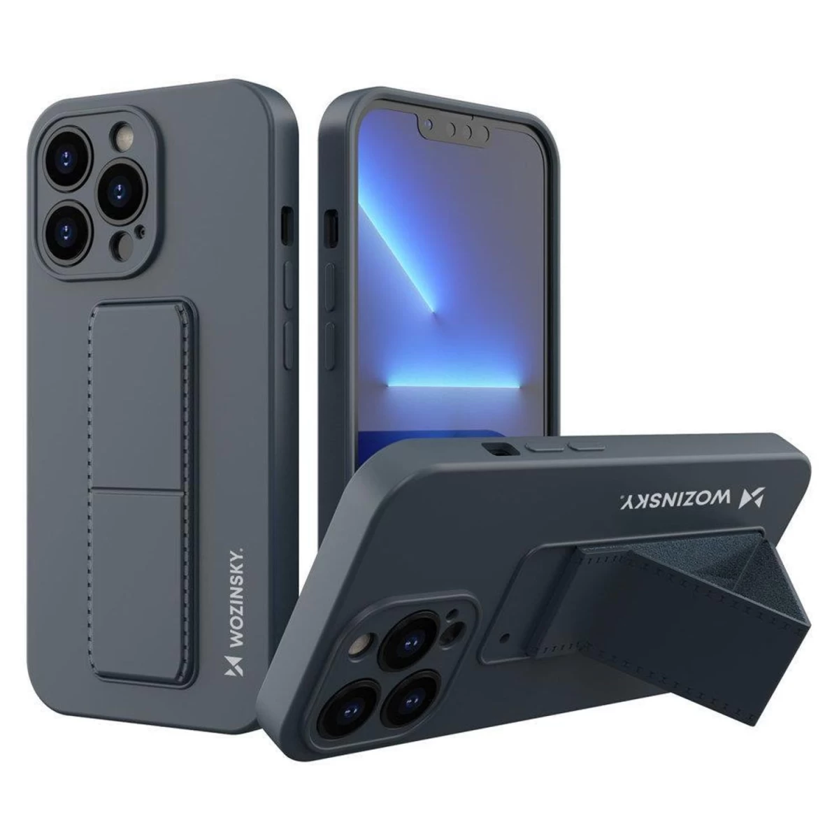 Wozinsky Kickstand Case Silikoninis Dėklas Iphone 13 Mini Tamsiai Mėlynas