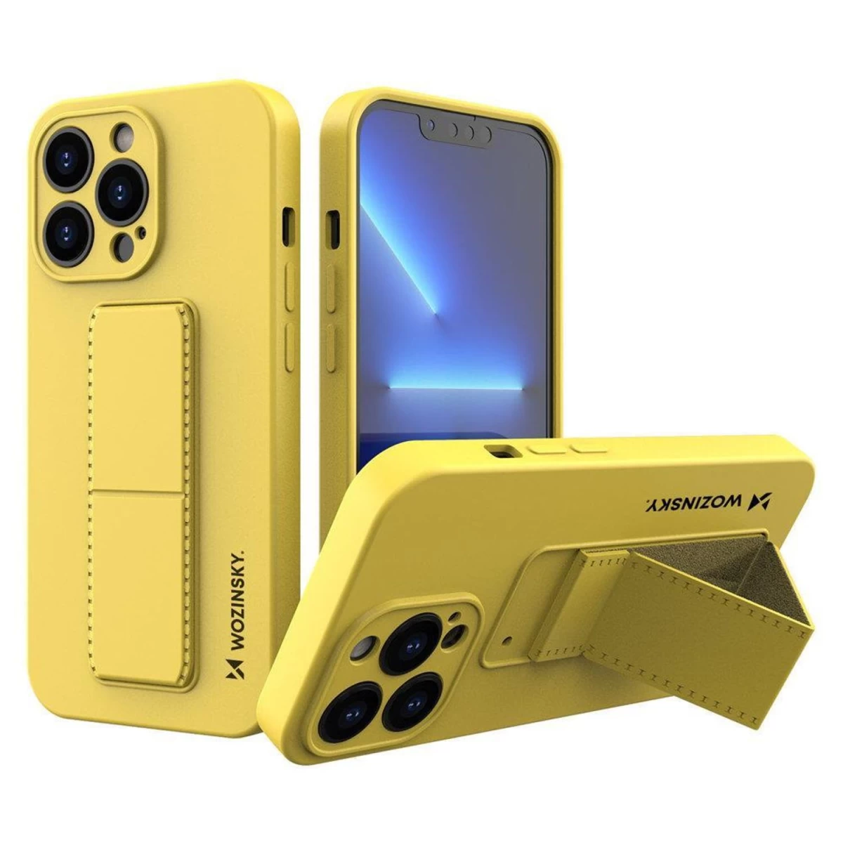 Wozinsky Kickstand Case Silikoninis Dėklas Su Stovu Iphone 13 Pro Max Geltonas