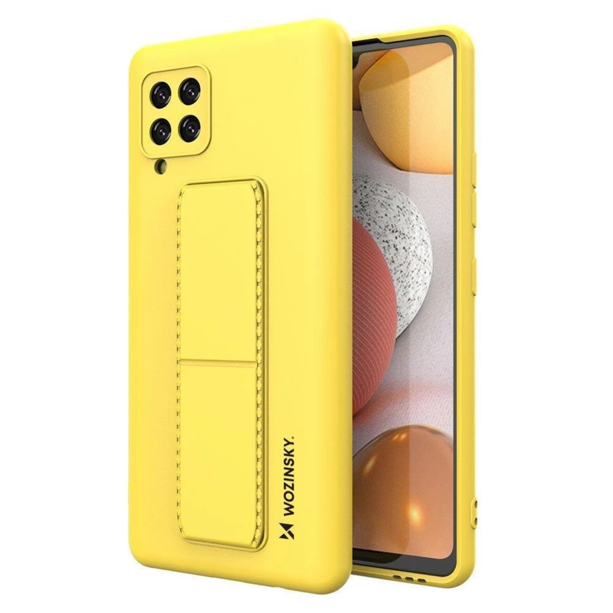 Wozinsky Kickstand Case Silikoninis Dėklas Su Stovu Samsung Galaxy A42 5g Geltonos Spalvos