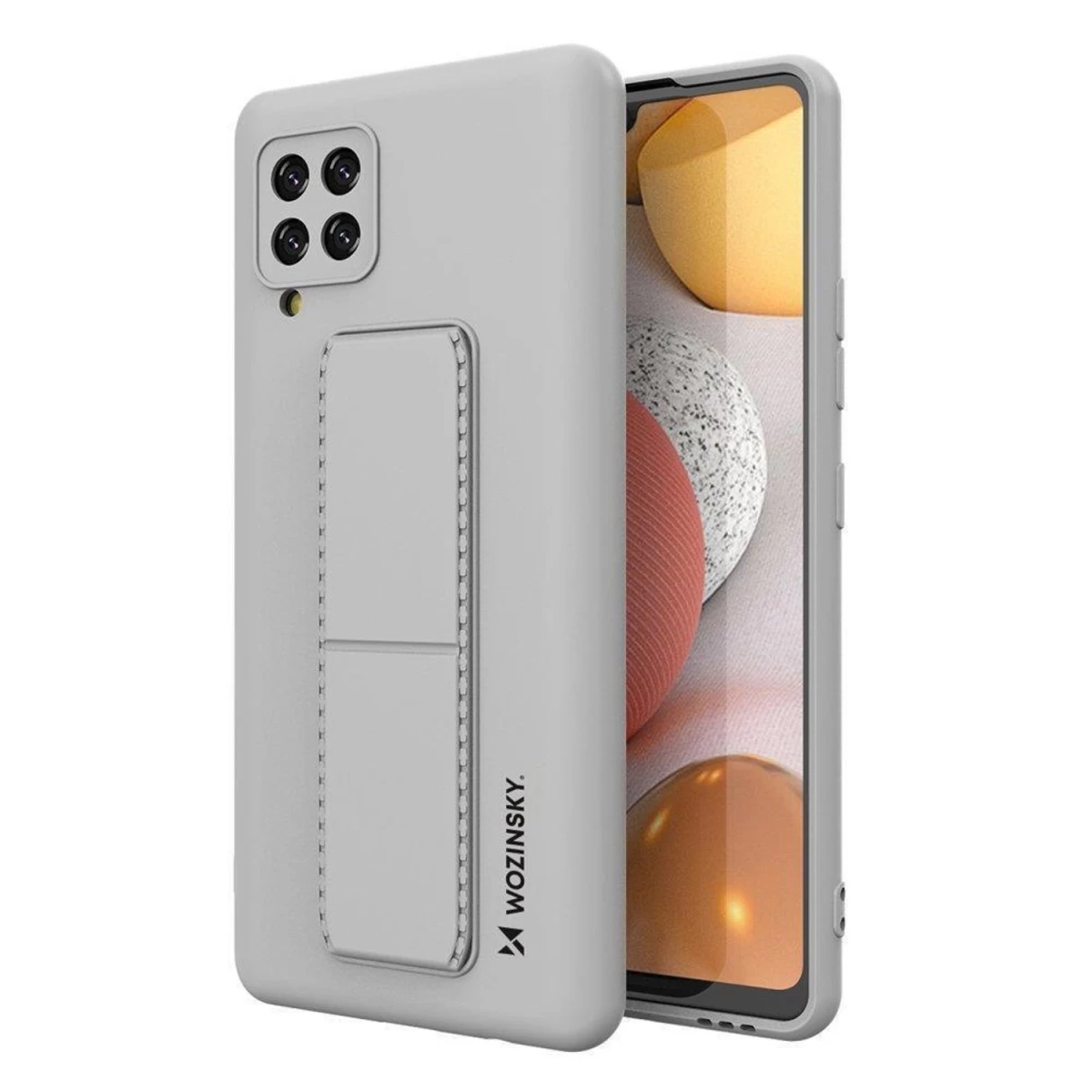 Wozinsky Kickstand Case Silikoninis Dėklas Su Stovu Samsung Galaxy A42 5g Pilkas