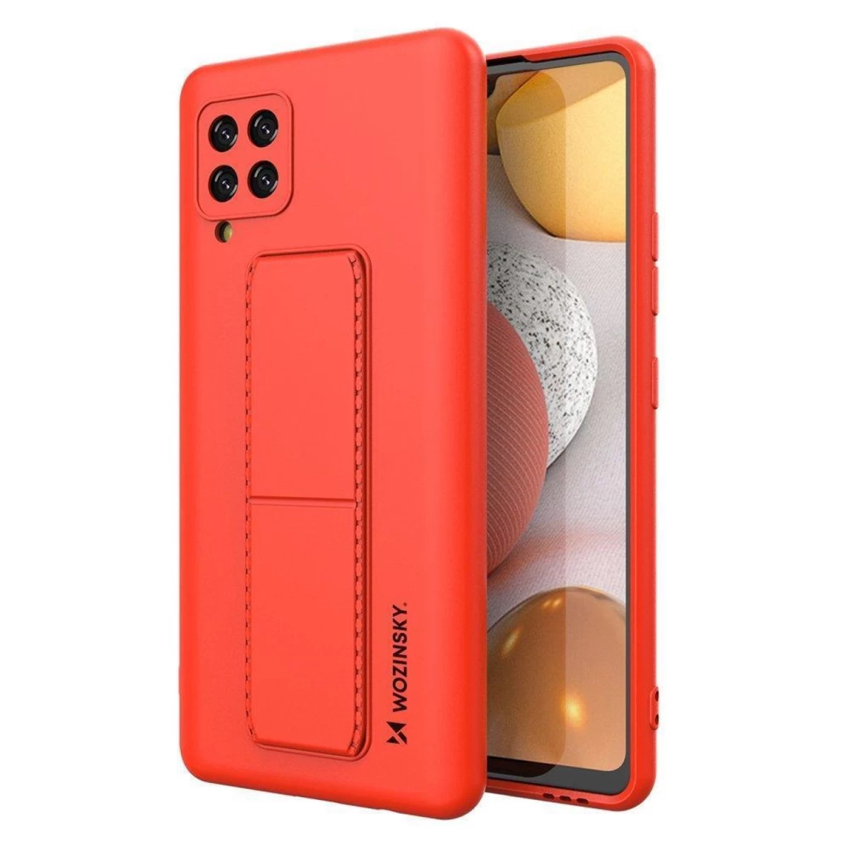 Wozinsky Kickstand Case Silikoninis Dėklas Su Stovu Samsung Galaxy A42 5g Raudonos Spalvos
