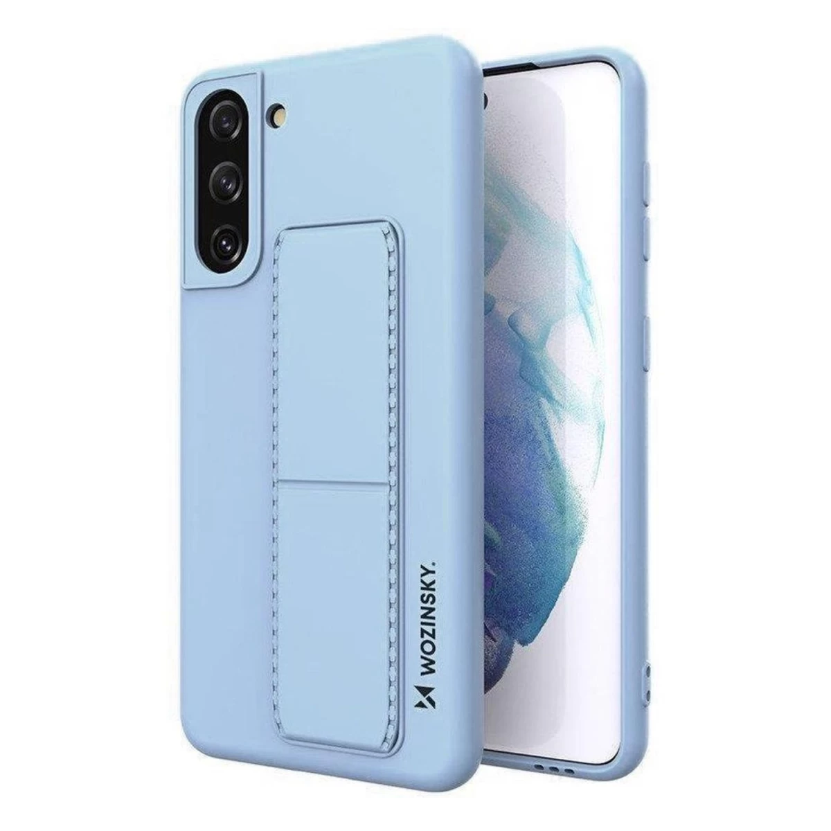 Wozinsky Kickstand Case Silikoninis Dėklas Su Stovu Samsung Galaxy S21+ 5g šviesiai Mėlynas
