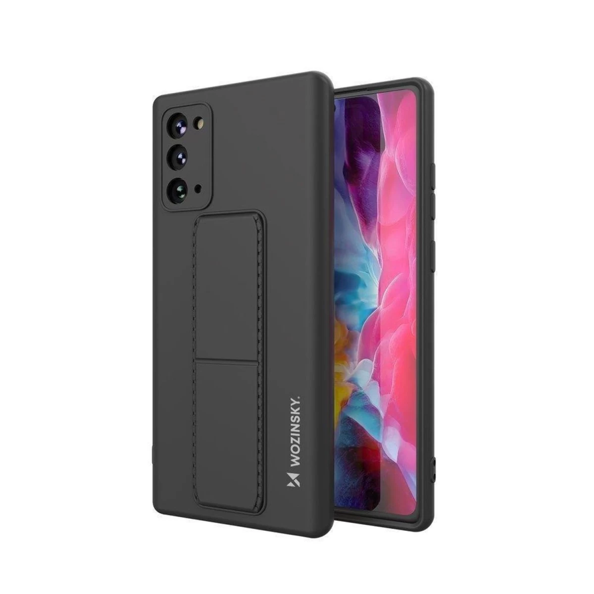 Wozinsky Kickstand Case Silikoninis Dėklas Su Stovu, Skirtas Samsung Galaxy Note 20, Juodas
