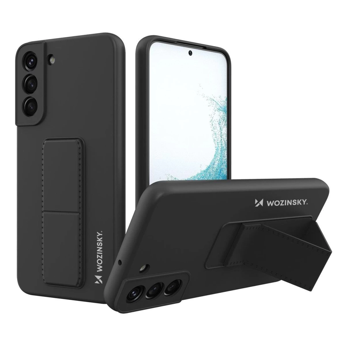 Wozinsky Kickstand Case Silikoninis Dėklas Su Stovu, Skirtas Samsung Galaxy S22+, Juodas
