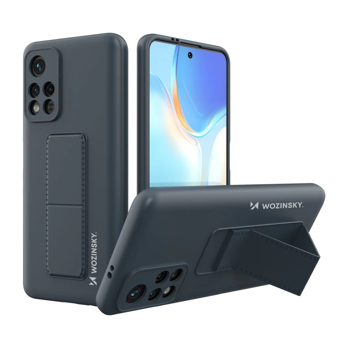 Wozinsky Kickstand Case Silikoninis Dėklas Su Stovu, Skirtas Xiaomi Poco M4 Pro 5g Navy Blue