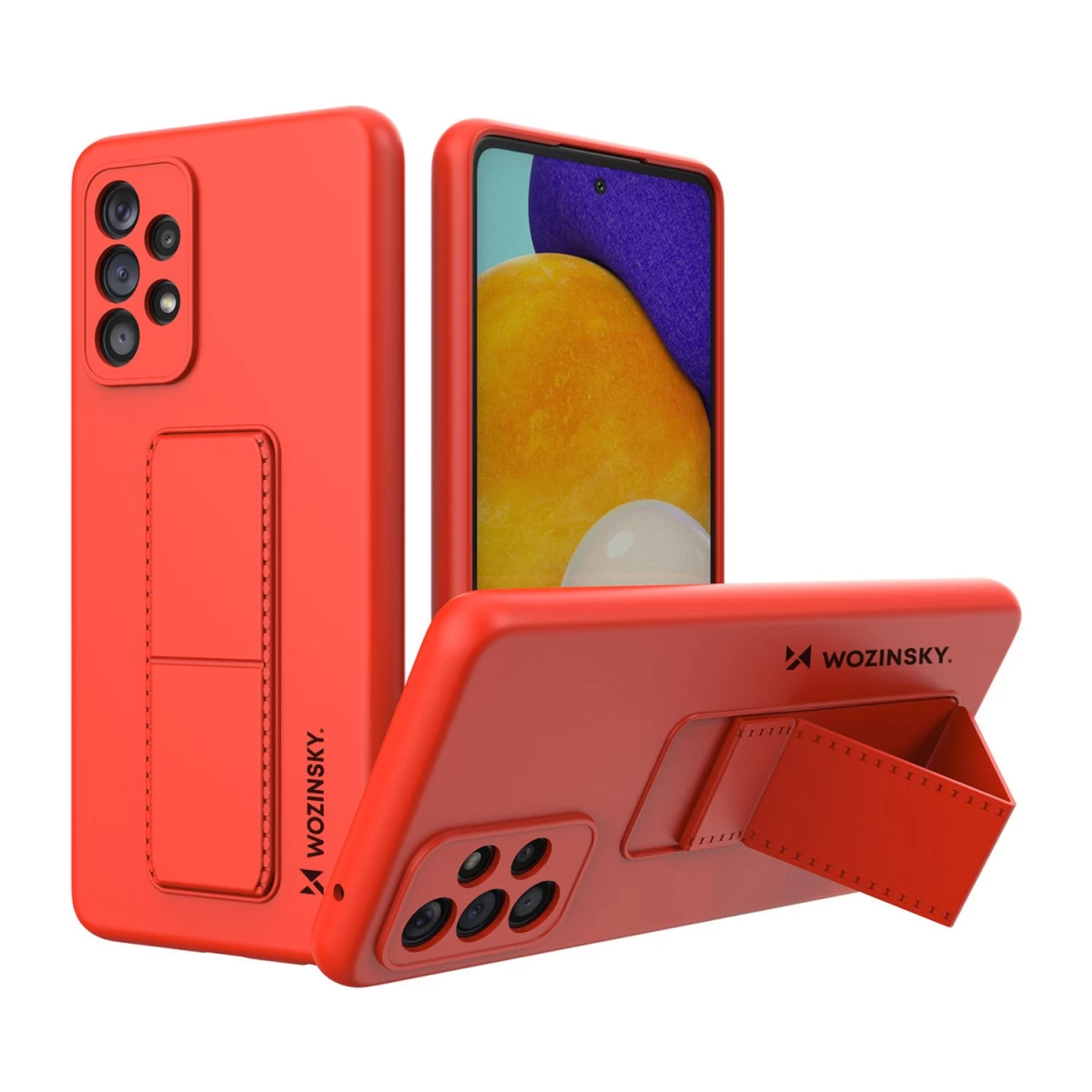 Wozinsky Kickstand Silikoninis Dėklas Su Stovu Samsung Galaxy A73 Raudonas