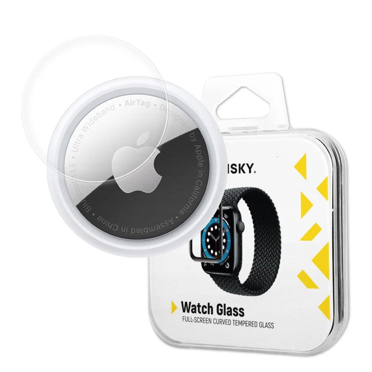 wozinsky Watch Glass Hibridinis Stiklas, Skirtas airtag, Juodas