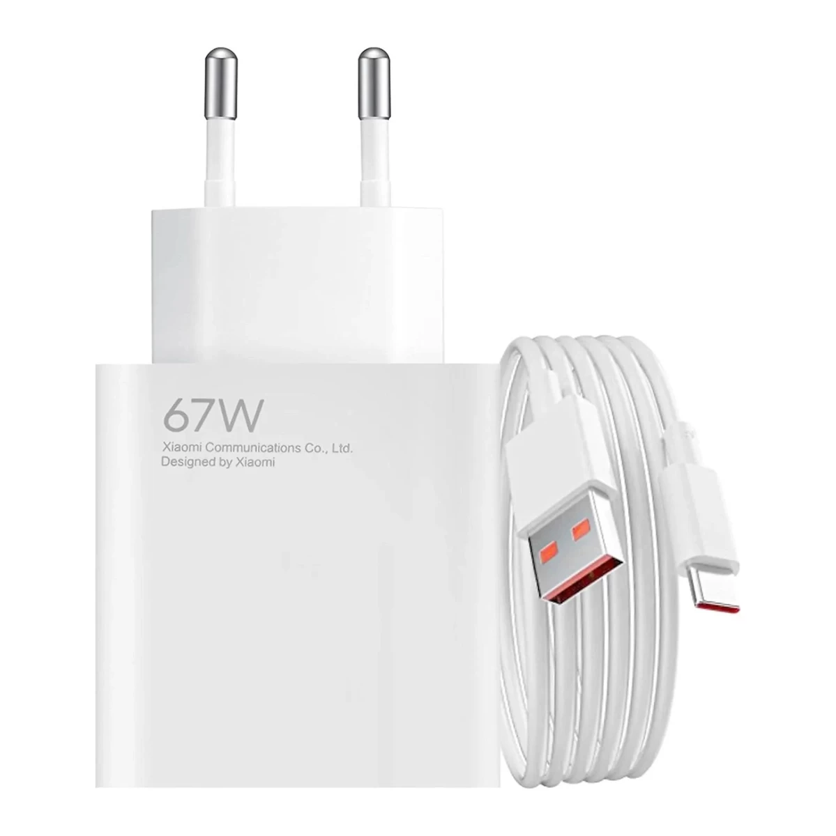 xiaomi 67w 6.2a Usb-a Tinklo įkroviklis Su Usb-c Kabeliu - Baltas
