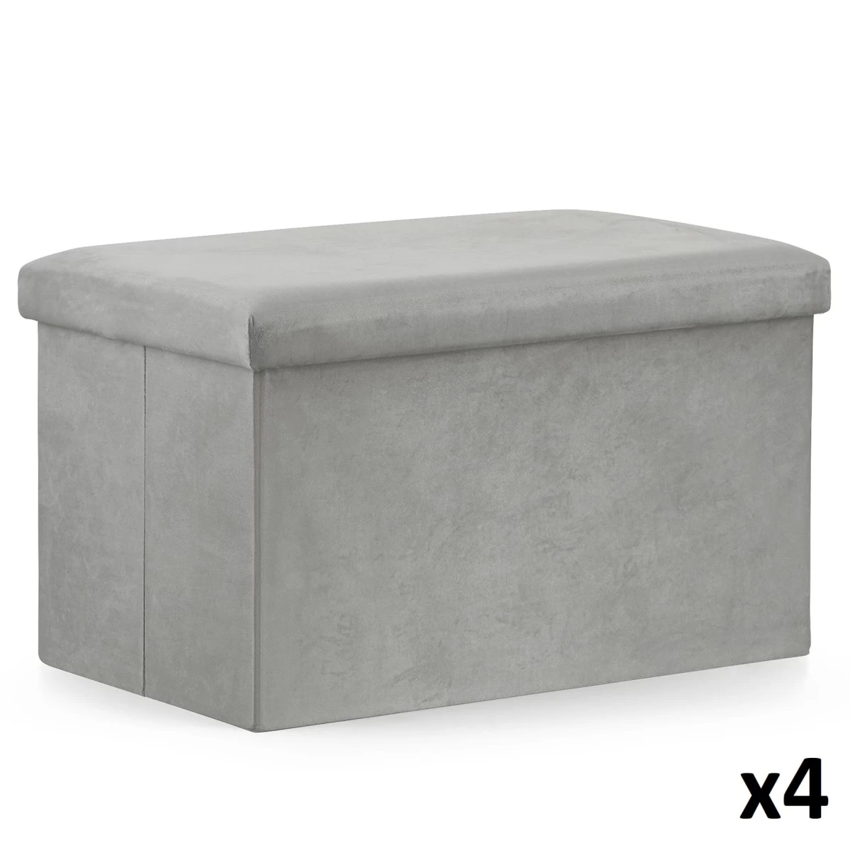 Xl Sulankstomas Pufas - 60x38x38cm Aksominė Pilka X 4