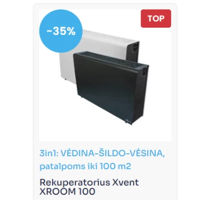Rekuperatorius Xvent XROOM 100 - 3in1 - VĖDINA - ŠILDO - VĖSINA Rekuperatorius Xvent XROOM 100 - 3in1 - VĖDINA - ŠILDO - VĖSINA