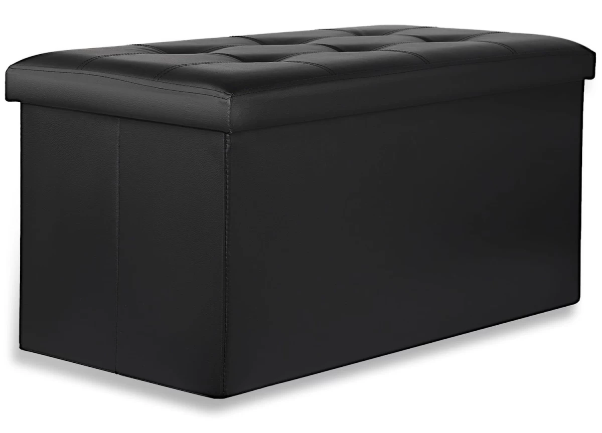 Xxl Sulankstomas Otomanas Su Sagomis - 80x40x40 Cm, Juoda Eko Oda