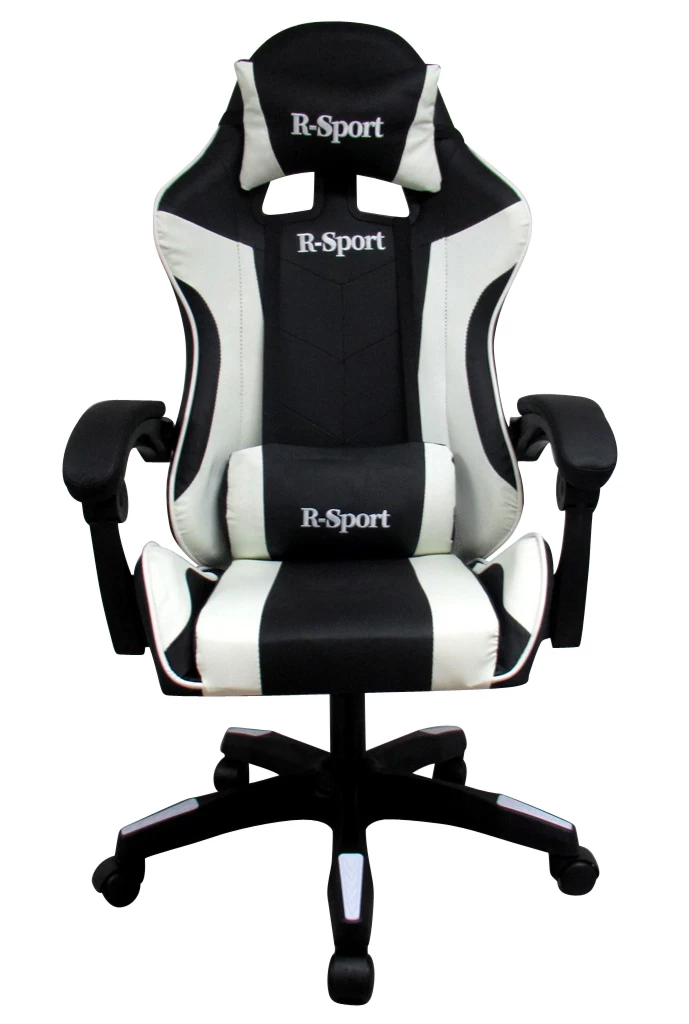žaidimų Fotelis K3 R-sport White &amp; Black žaidėjams + Masažuoklis
