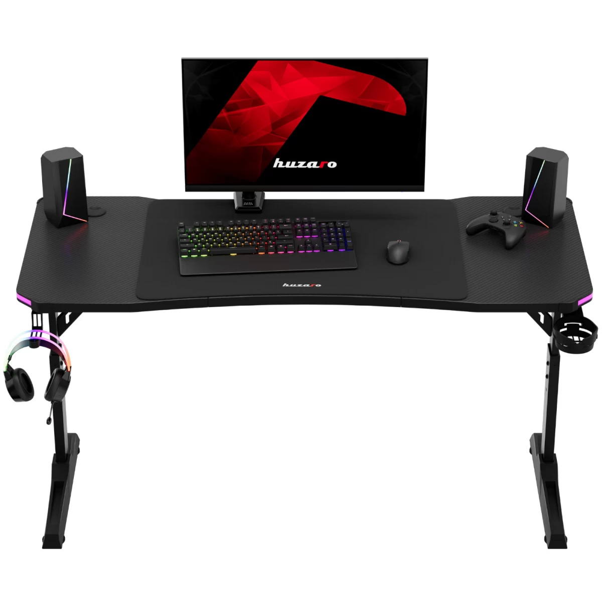 žaidimų Rašomasis Stalas Led Rgb Hero 3.6 Reguliuojamo Aukščio 140x60 Cm - Juodas