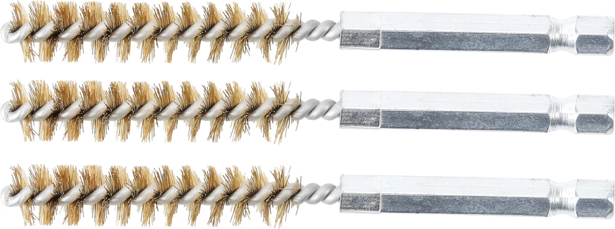 Žalvariniai šepečiai vamzdeliams | 10 mm | 6,3 mm (1/4) | 3 vnt. (3078-10-M)