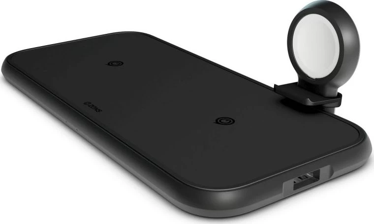 Zens Aliuminio 4in1 Belaidis įkroviklis Dviem įrenginiams, Usb Ir apple Watch (juodas)