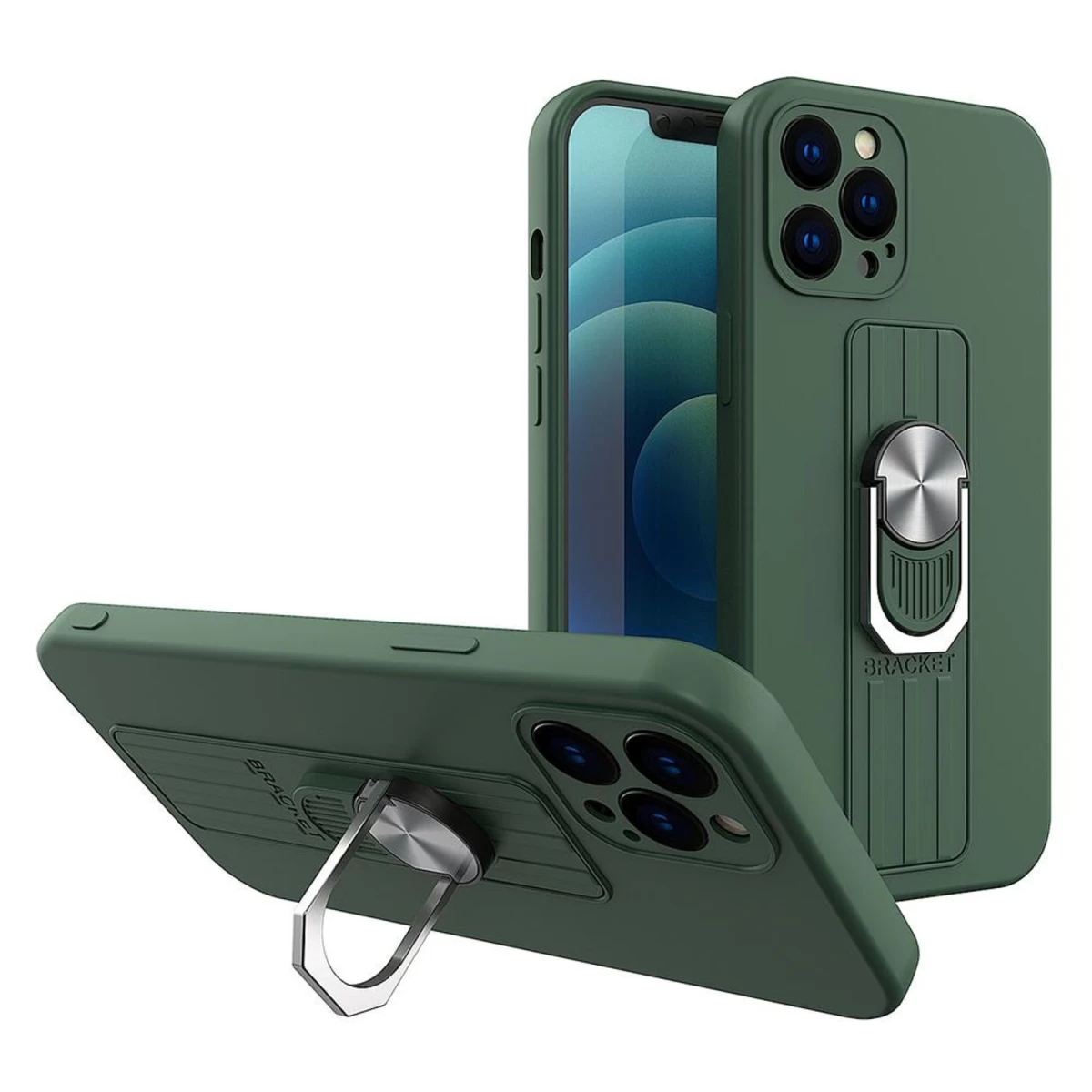 žiedinis Silikoninis Dėklas Su Piršto Laikikliu Ir Stovu, Skirtas samsung Galaxy A42 5g, Tamsiai žalias žiedinis Silikoninis Dėklas Su Piršto Laikikliu Ir Stovu, Skirtas samsung Galaxy A42 5g, Tamsiai žalias