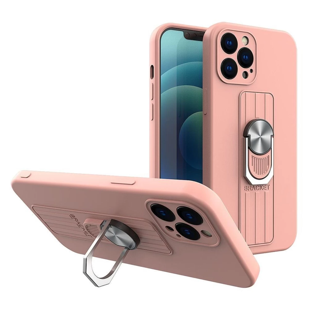 žiedinis Silikoninis Dėklas Su Pirštų Laikikliu Ir Stovu, Skirtas samsung Galaxy A73, Rožinės Spalvos žiedinis Silikoninis Dėklas Su Pirštų Laikikliu Ir Stovu, Skirtas samsung Galaxy A73, Rožinės Spalvos
